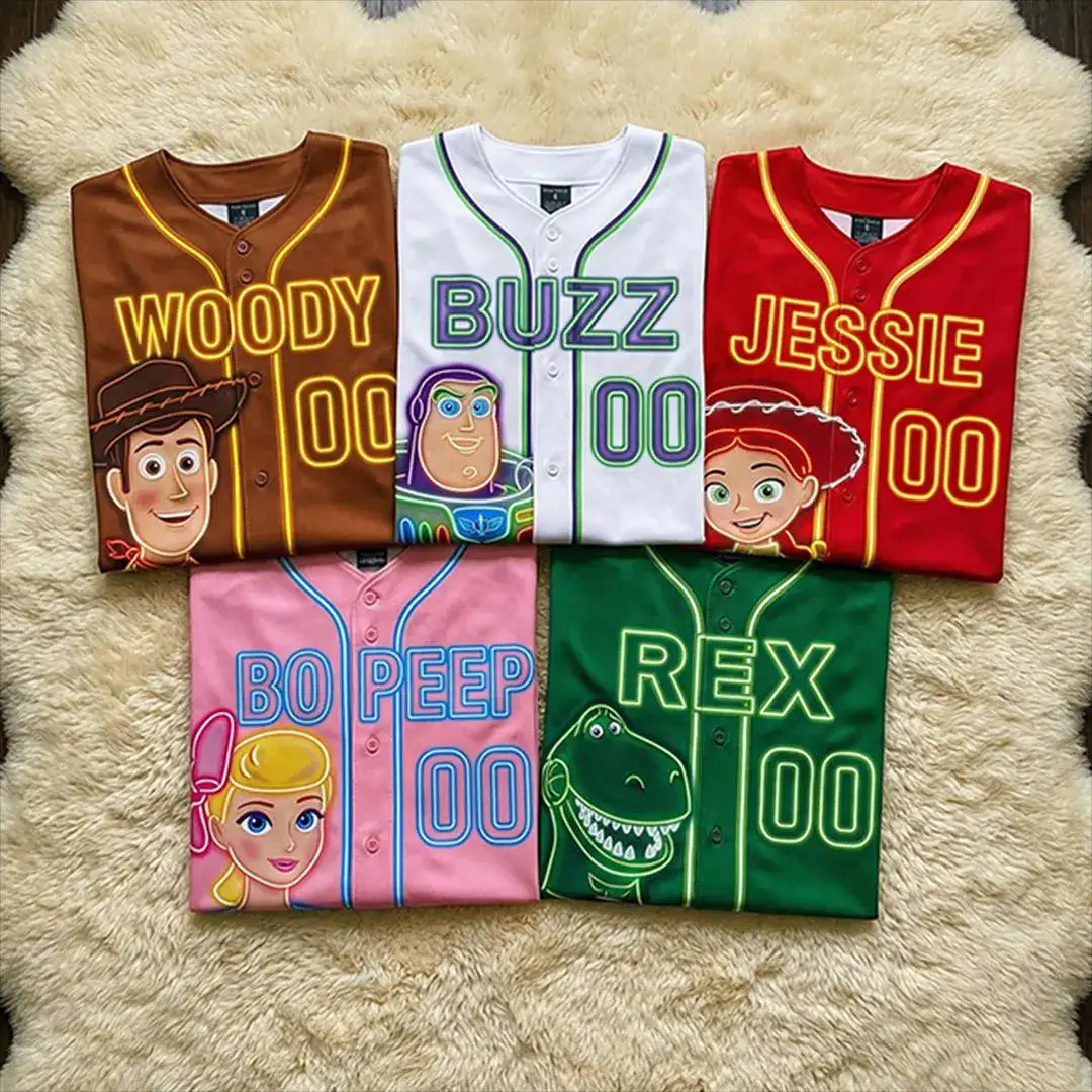 Toy Story Baseball Jersey Custom Name, Woody Buzz Lightyear Jessie Shirt, Toy Story Birthday Outfit, Kids Party Family Gift, Y2k Jersey