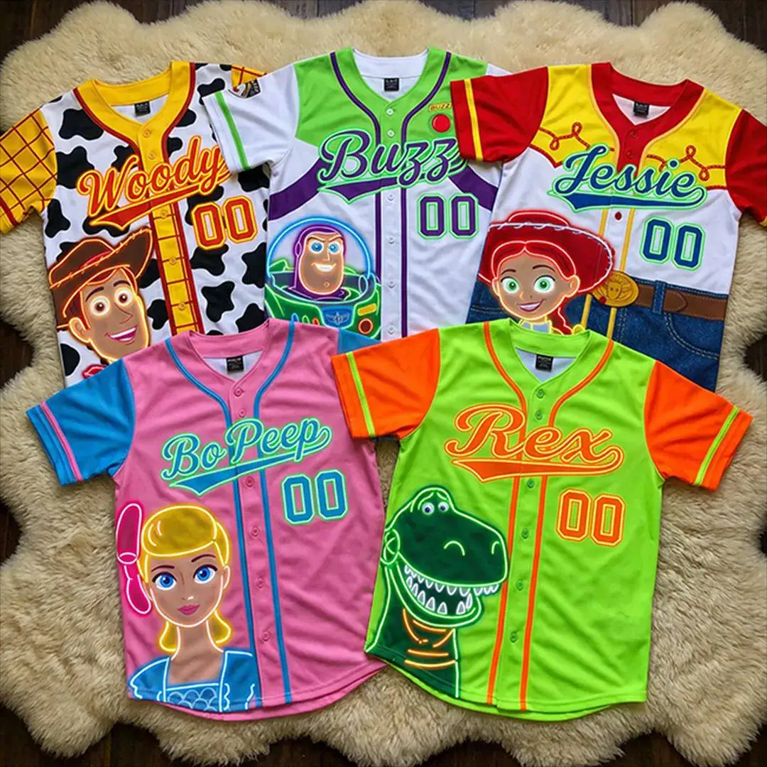 Toy Story Baseball Jersey Custom Name, Woody Buzz Lightyear Jessie Shirt, Toy Story Birthday Outfit, Kids Party Family Gift, Y2k Jersey