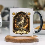 Vintage Aries Zodiac Mug Gift Celestial Ram Astrology Coffee Cup For Horoscope Lover Birthday Present Spiritual Star Sign