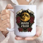 Gothic Moon Child Mug Gift Celestial Witch Coffee Cup Dark Floral Astrology Present For Her Spiritual Lover Birthday Gift Mug