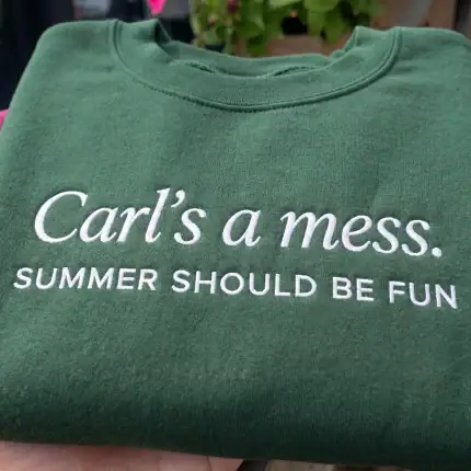 Carls a Mess Embroidered Hoodie, Summer Should Be Fun Quote Sweatshirt, Minimalist Unisex Casual Top, Soft Streetwear Shirt Style Gift - Image 7