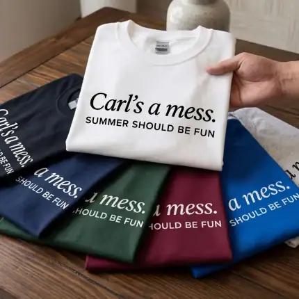 Carls a Mess Embroidered Hoodie, Summer Should Be Fun Quote Sweatshirt, Minimalist Unisex Casual Top, Soft Streetwear Shirt Style Gift - Image 8