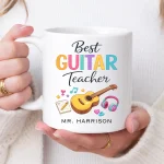 Guitar Teacher Gift Mug, Personalized Guitar Teacher Mug, Custom Music Teacher Gift from Student, Acoustic Guitar Gift, End of Year - Image 3