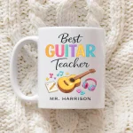 Guitar Teacher Gift Mug, Personalized Guitar Teacher Mug, Custom Music Teacher Gift from Student, Acoustic Guitar Gift, End of Year - Image 2