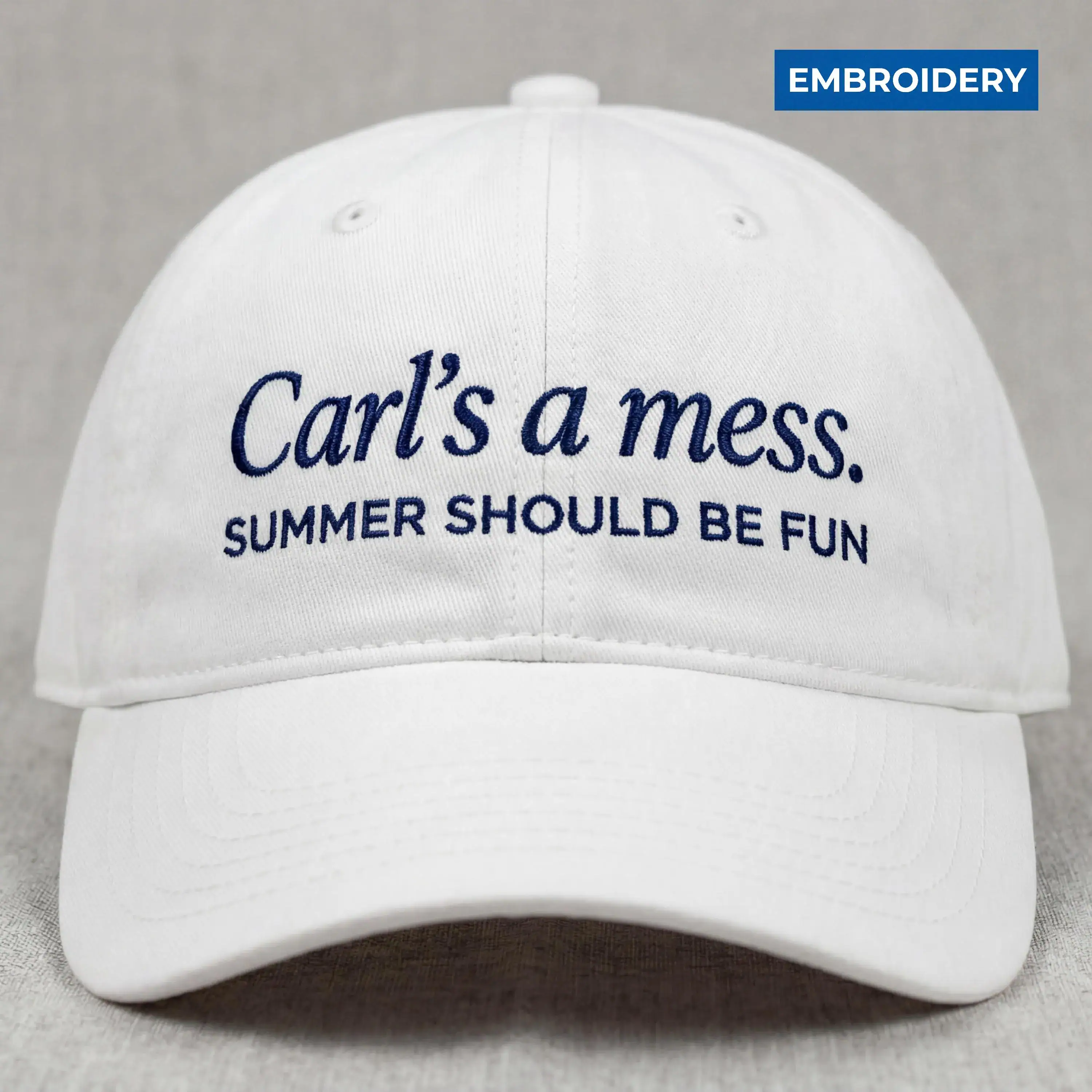 Carls a Mess Embroidered Hat, Summer Should Be Fun Quote Cap, Minimalist Unisex Adjustable Dad Hat, Casual Streetwear Gift Idea