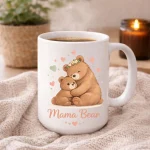 Cute Mama Bear Mug Gift For Mom Bear Lover Coffee Cup Cute Bear Illustration Mothers Day Gift Cozy Animal Lover Mug