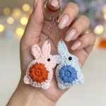 Crochet Bunny Plush Keychain: Amigurumi Bag Charm - Image 3