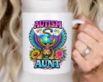 Autism Aunt Gift Mug Colorful Puzzle Piece Leopard Coffee Cup Proud Neurodiversity Supporter Present For Auntie Birthday Day Coffee Mug - Image 2
