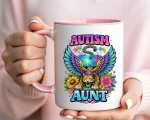 Autism Aunt Gift Mug Colorful Puzzle Piece Leopard Coffee Cup Proud Neurodiversity Supporter Present For Auntie Birthday Day Coffee Mug - Image 5