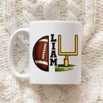 Football Goal Post Liam Name Mug Gift For Sports Fan Personalized Coffee Cup Custom Football Lover Present For Him Coffee Mug