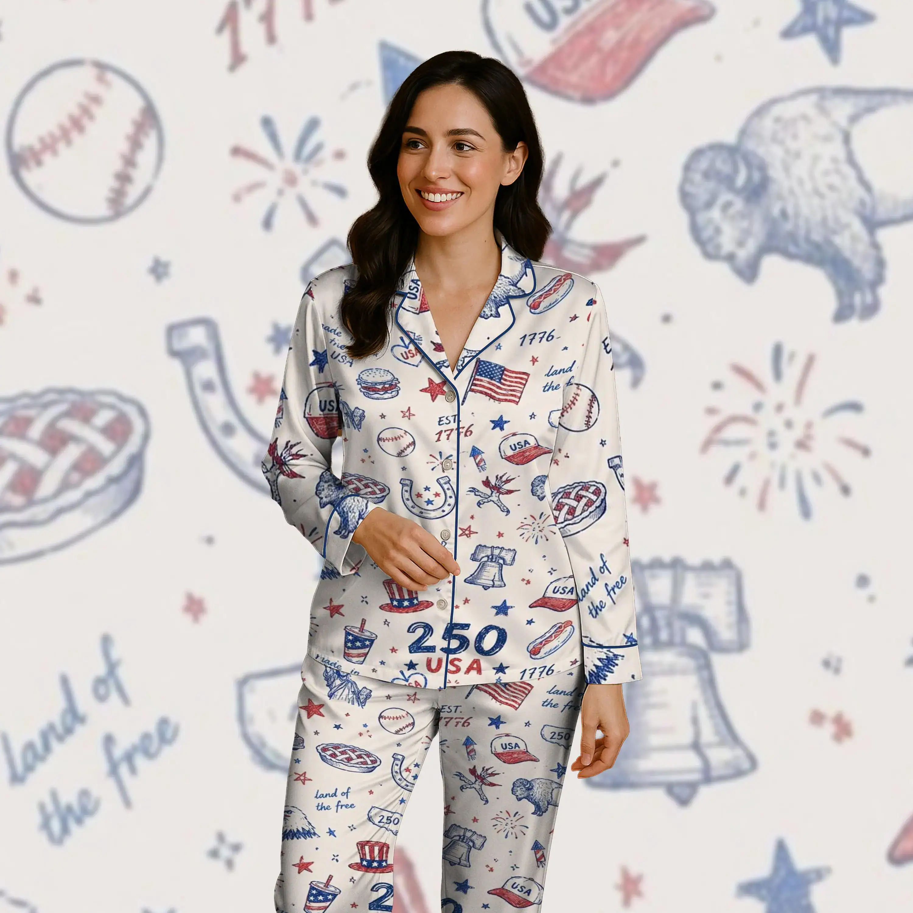 USA 250th Independence Day Pajamas, America Sestercentennial 2026 Sleepwear, 1776-2026 Celebration, Anniversary Loungewear - Image 2