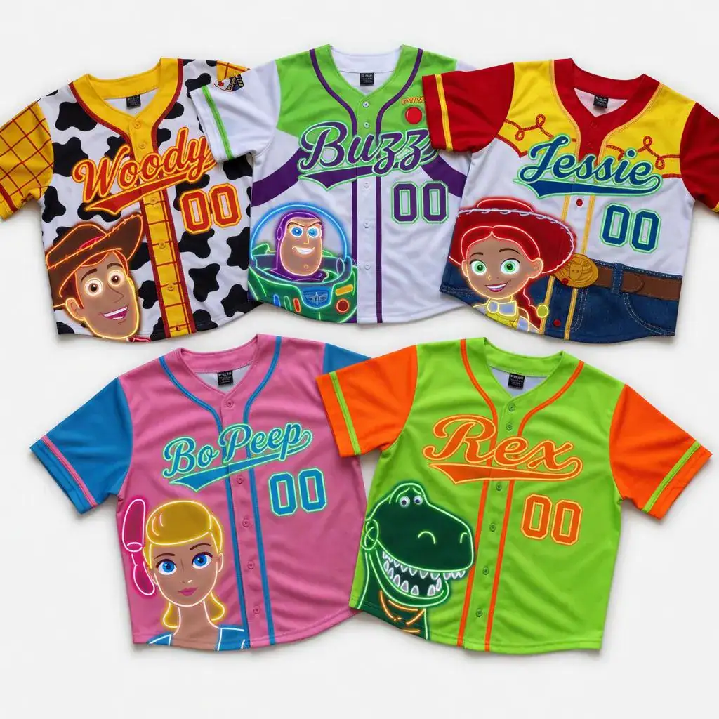 Toy Story Baseball Jersey Custom Name, Woody Buzz Lightyear Jessie Shirt, Toy Story Birthday Outfit, Kids Party Family Gift, Y2k Jersey - Image 2