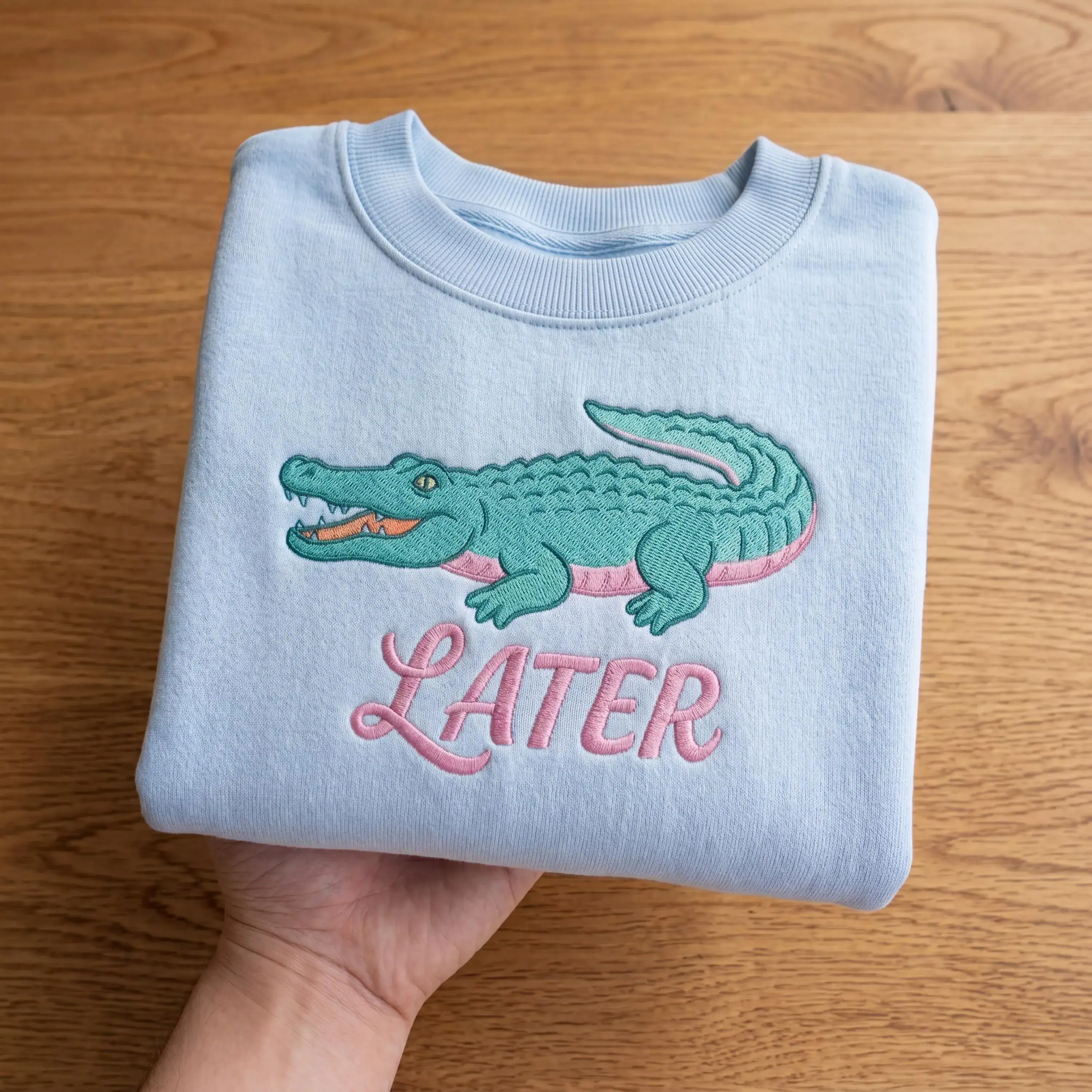 Embroidered Later Gator Shirt After A While Crocodile Tee Funny Summer Vacation Beach Shirt Cute Trendy Animal Graphic Gift - Image 3
