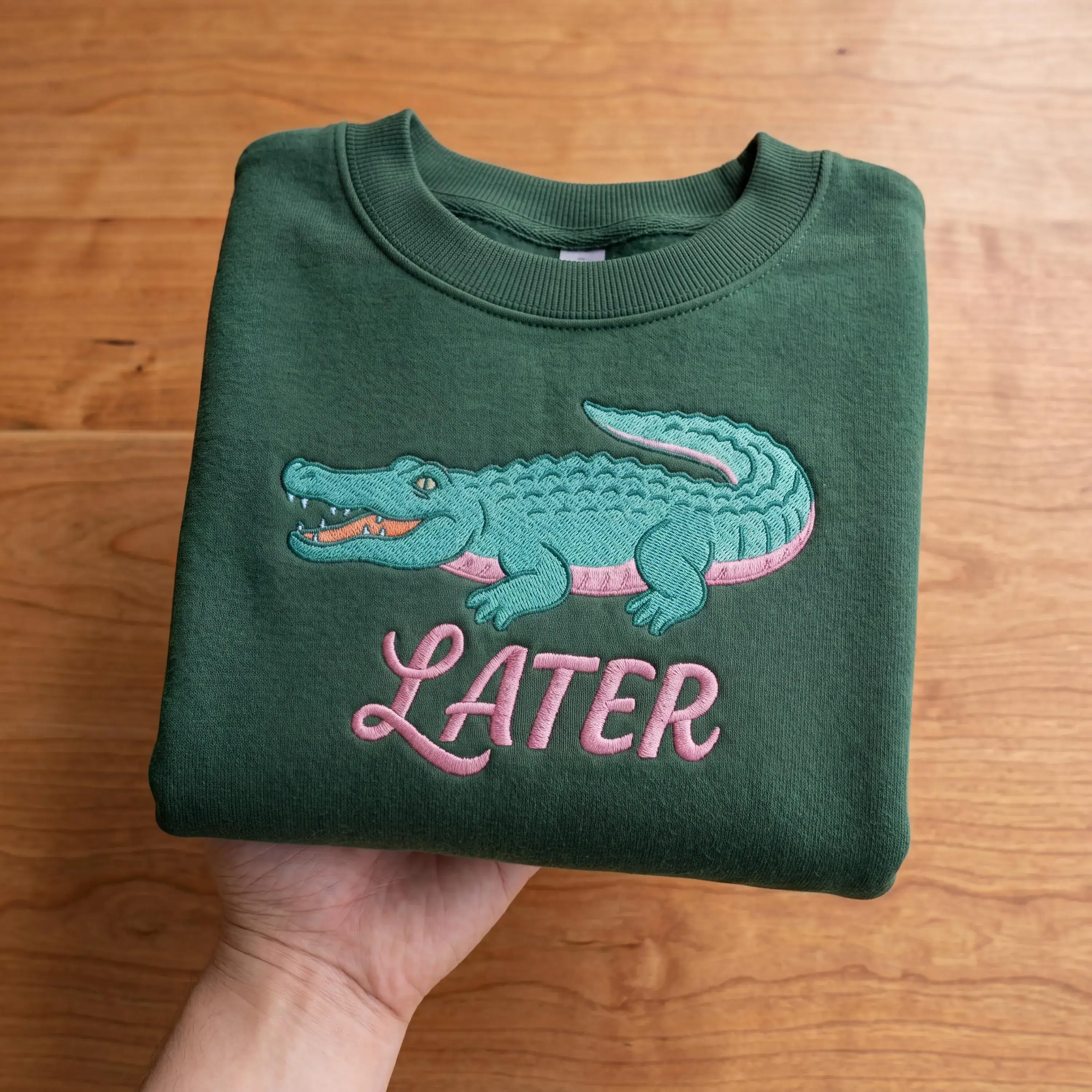 Embroidered Later Gator Shirt After A While Crocodile Tee Funny Summer Vacation Beach Shirt Cute Trendy Animal Graphic Gift - Image 4
