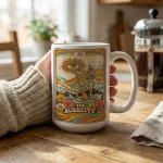 Retro Tarot Skeleton Mug Audacity Card Coffee Cup Vintage Rainbow Gothic Gift For Her Witchy Birthday Present Idea Coffee Mug