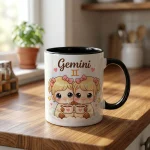 Sweet Gemini Zodiac Mug Gift Cute Twins Coffee Cup Astrology Ceramic Mug Birthday Gift Horoscope Lover