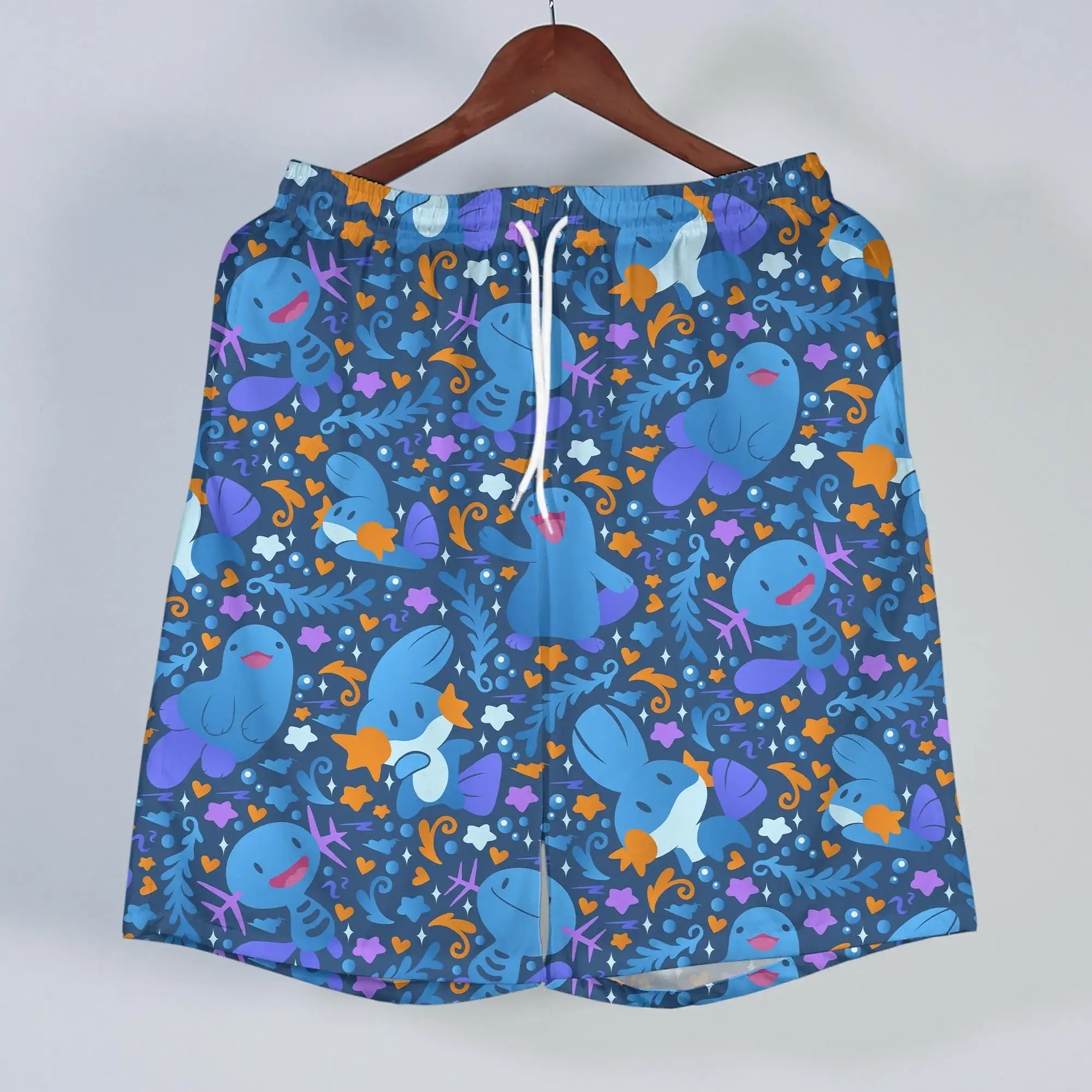 Wooper Quagsire Hawaiian Shirt Tropical Button Up Shirt Cute Water Pattern Summer Beach Shorts Matching Set Unisex Outfit Wooper Shirt Gifts - Image 4