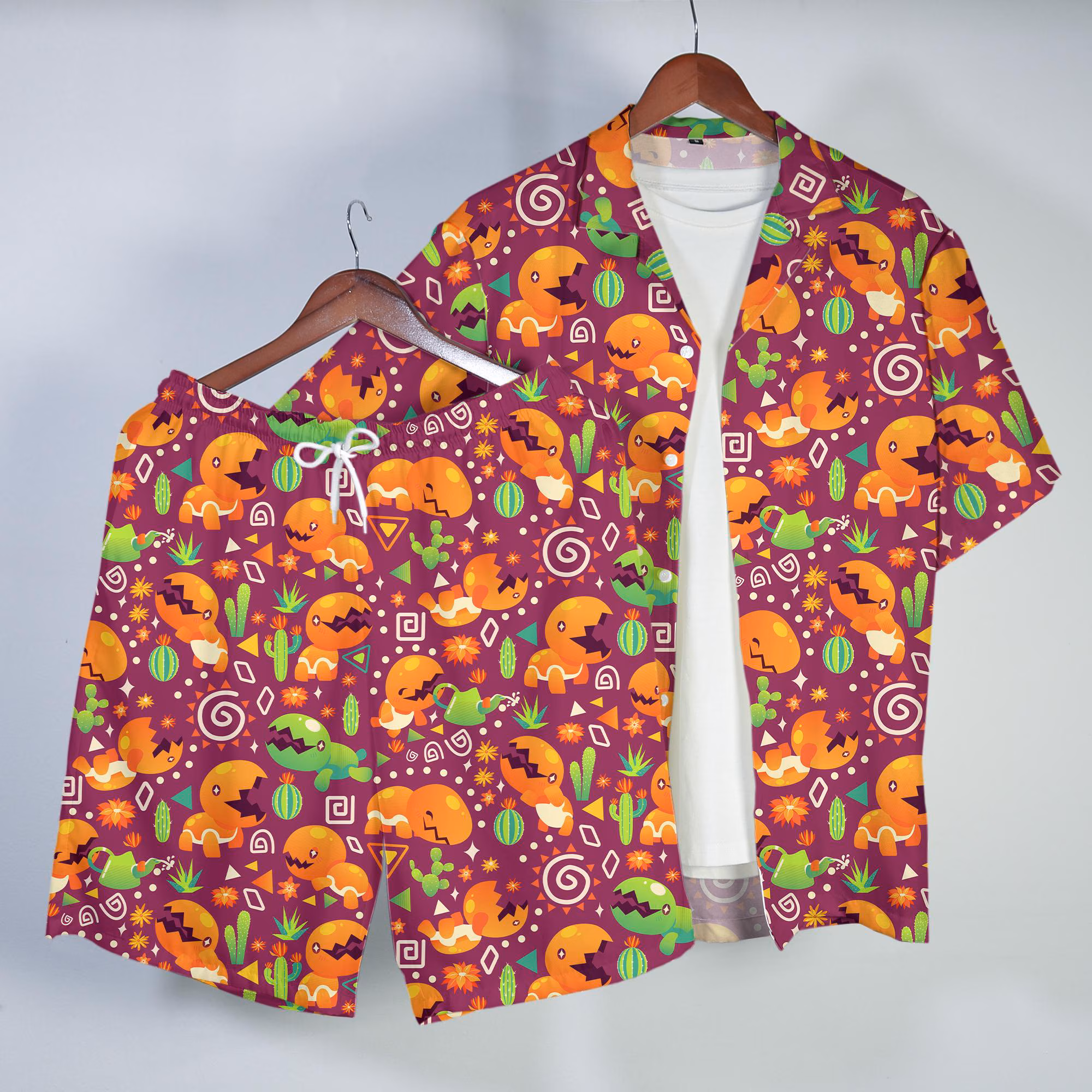 Trapinch Hawaiian Shirt Tropical Button Up Shirt Cute Summer Beach Shorts Desert Pattern Matching Set Unisex Outfit Trapinch Shirt Gifts