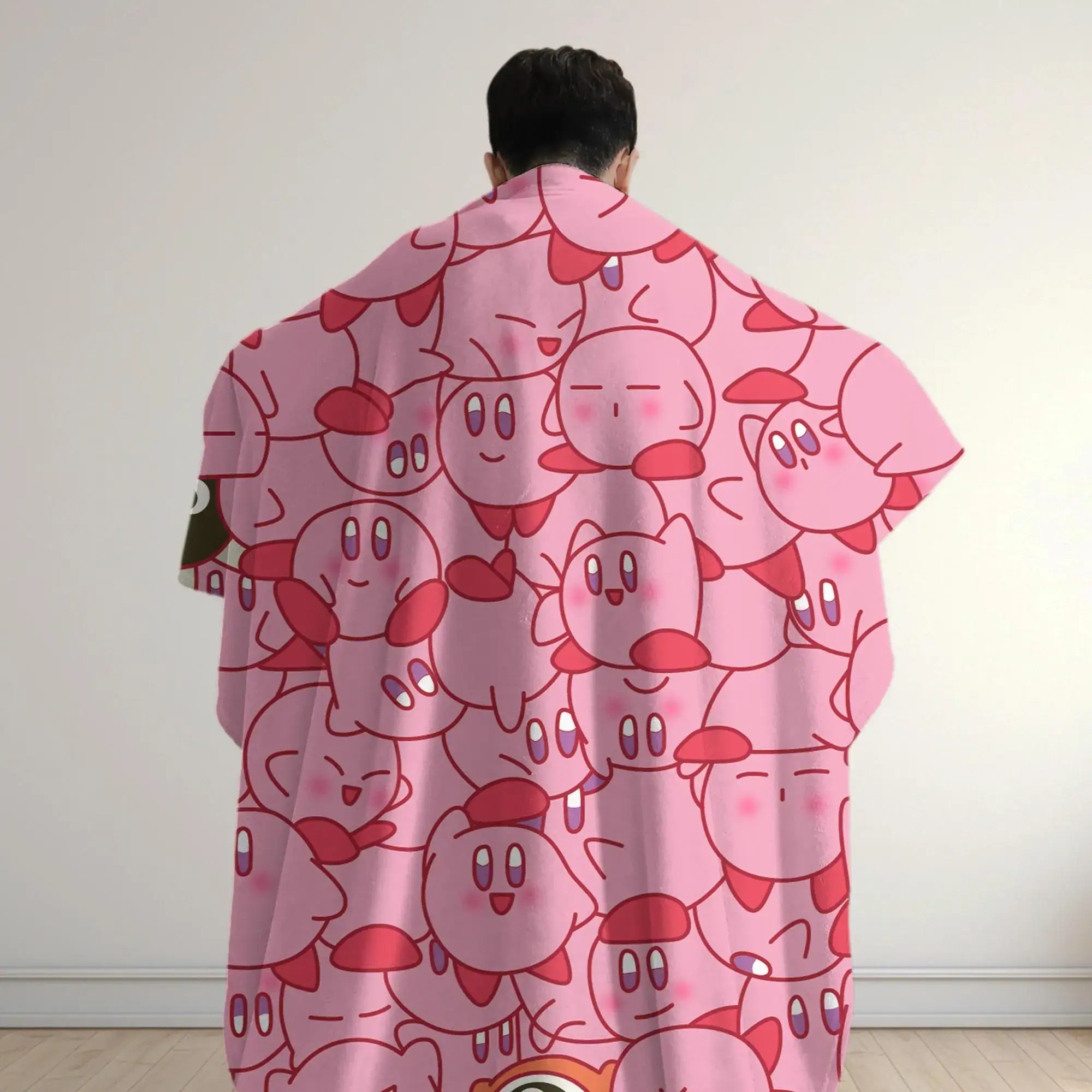 Kirby Fleece Blanket Cute Pink Character Pattern Cozy Throw Blanket Funny Family Baby Blanket Christmas Home Decor Kirby Blanket Gifts - Image 4