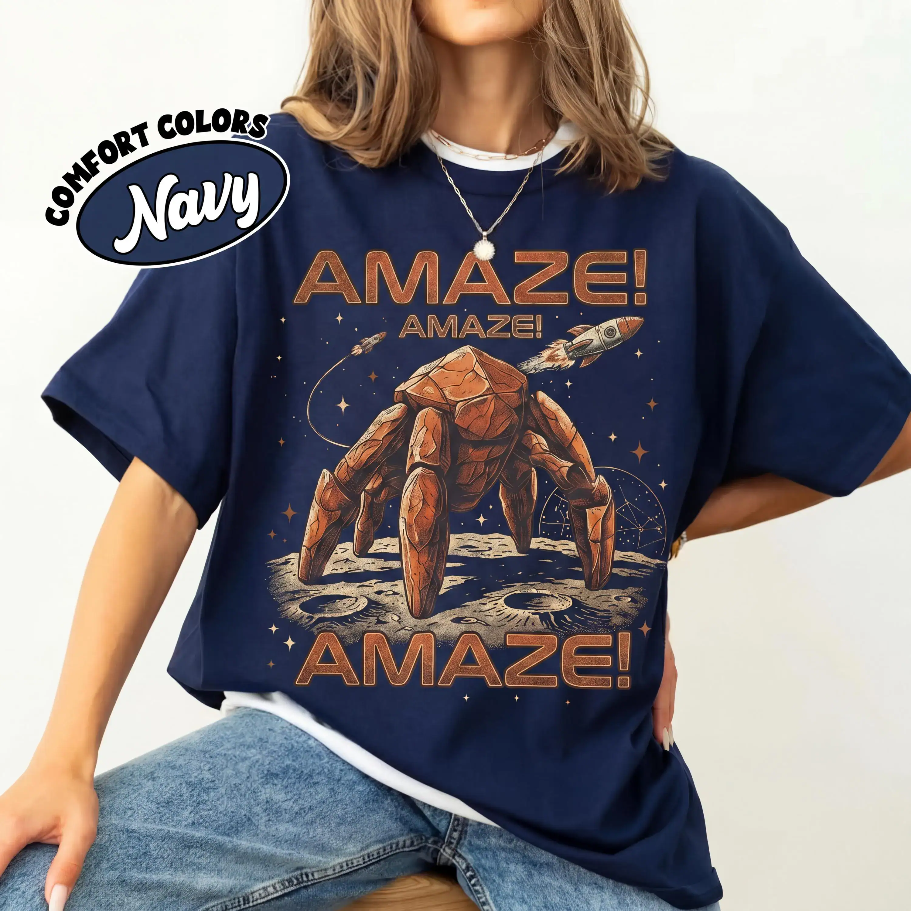 Project Hail Mary Shirt, Retro Sci Fi Rocket Tee, Amaze Rocky Alien Graphic T Shirt, Ryland Grace Book Lover Gift, Andy Weir Space Novel Top - Image 3