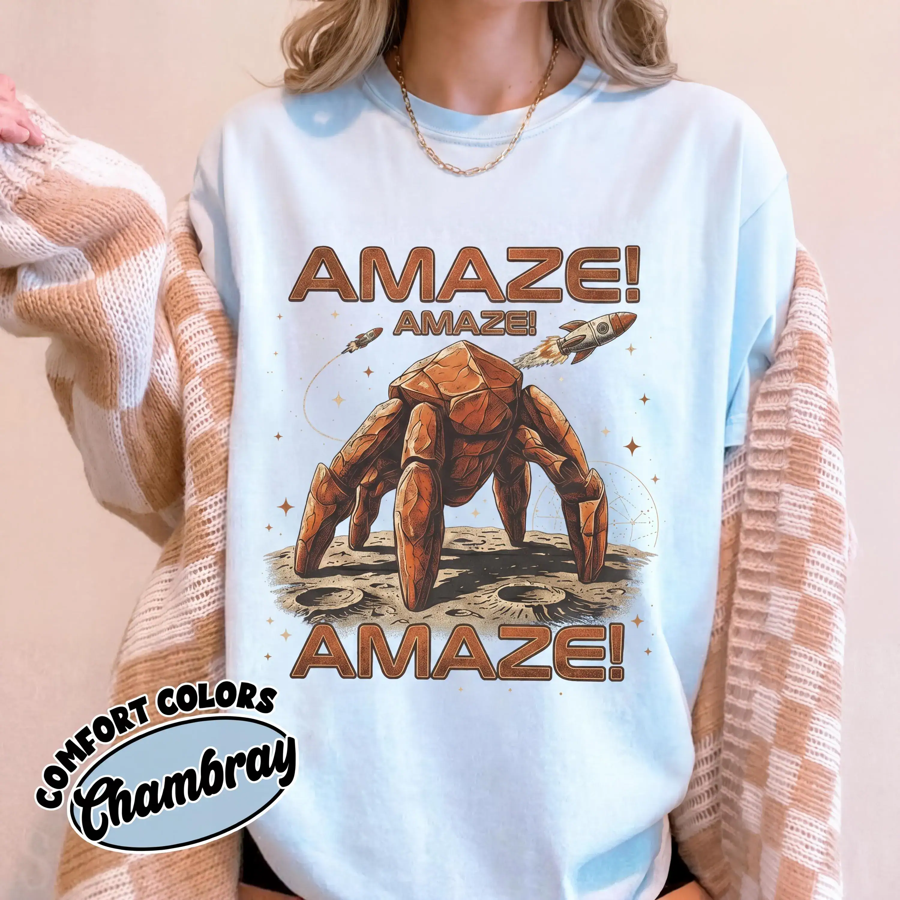 Project Hail Mary Shirt, Retro Sci Fi Rocket Tee, Amaze Rocky Alien Graphic T Shirt, Ryland Grace Book Lover Gift, Andy Weir Space Novel Top - Image 5