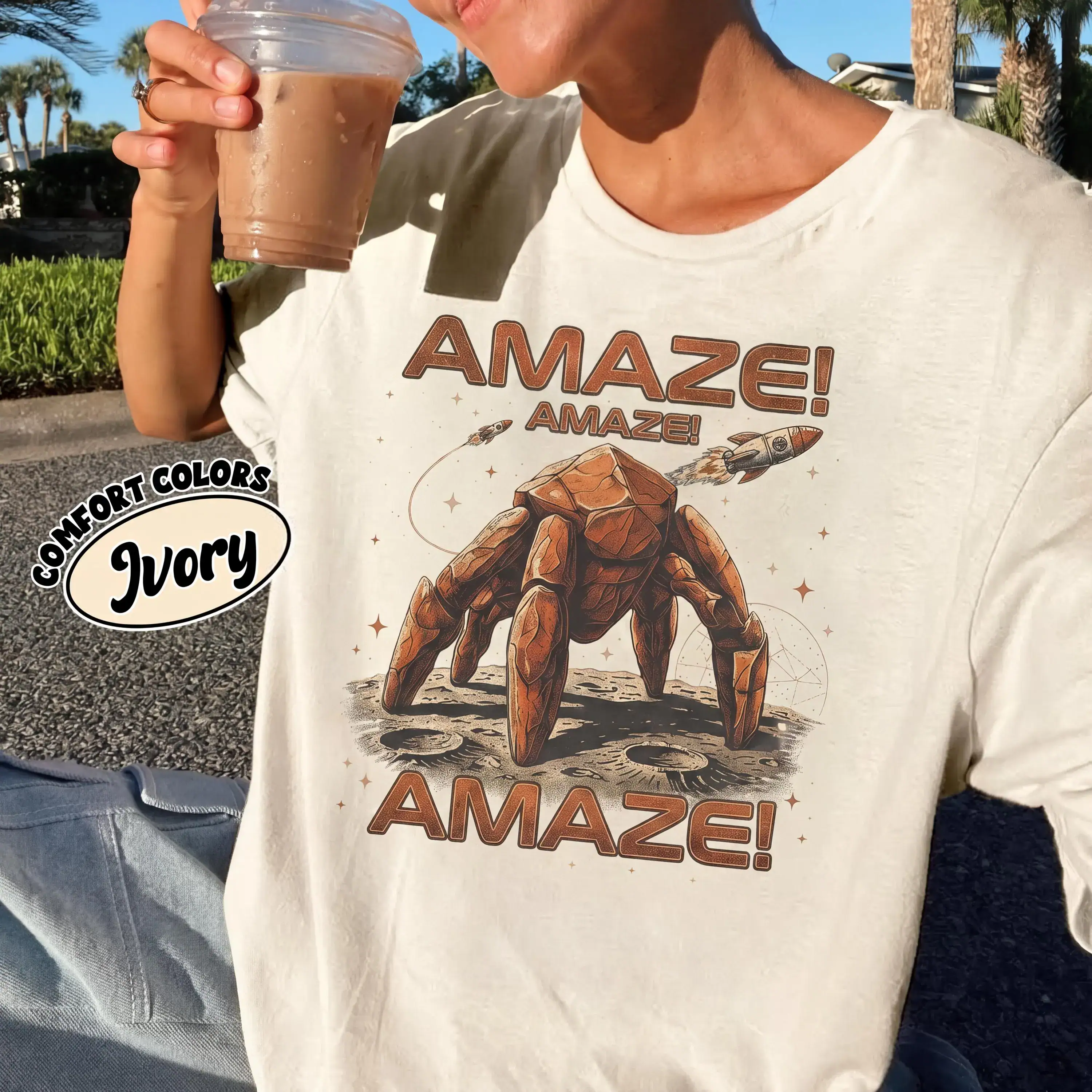 Project Hail Mary Shirt, Retro Sci Fi Rocket Tee, Amaze Rocky Alien Graphic T Shirt, Ryland Grace Book Lover Gift, Andy Weir Space Novel Top - Image 4