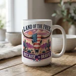 Patriotic Mug, Western Coffee Mug, American Flag Mug, Cowboy Coffee Cup, Veteran Gift, 4th of July Mug