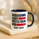 Personalized Dad Mug, Husband Mug Gift, Father’s Day Mug Gift from Daughter, Dad Birthday Gift from Kids, Patriotic Mug Daddy Gifts