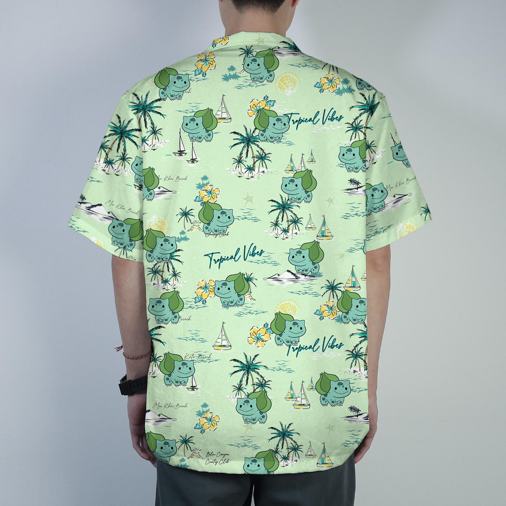 Bulbasaur Hawaiian Shirt Tropical Button Up Shirt Cute Summer Beach Short Matching Set Unisex Outfit Bulbasaur Shirt Gifts - Image 3