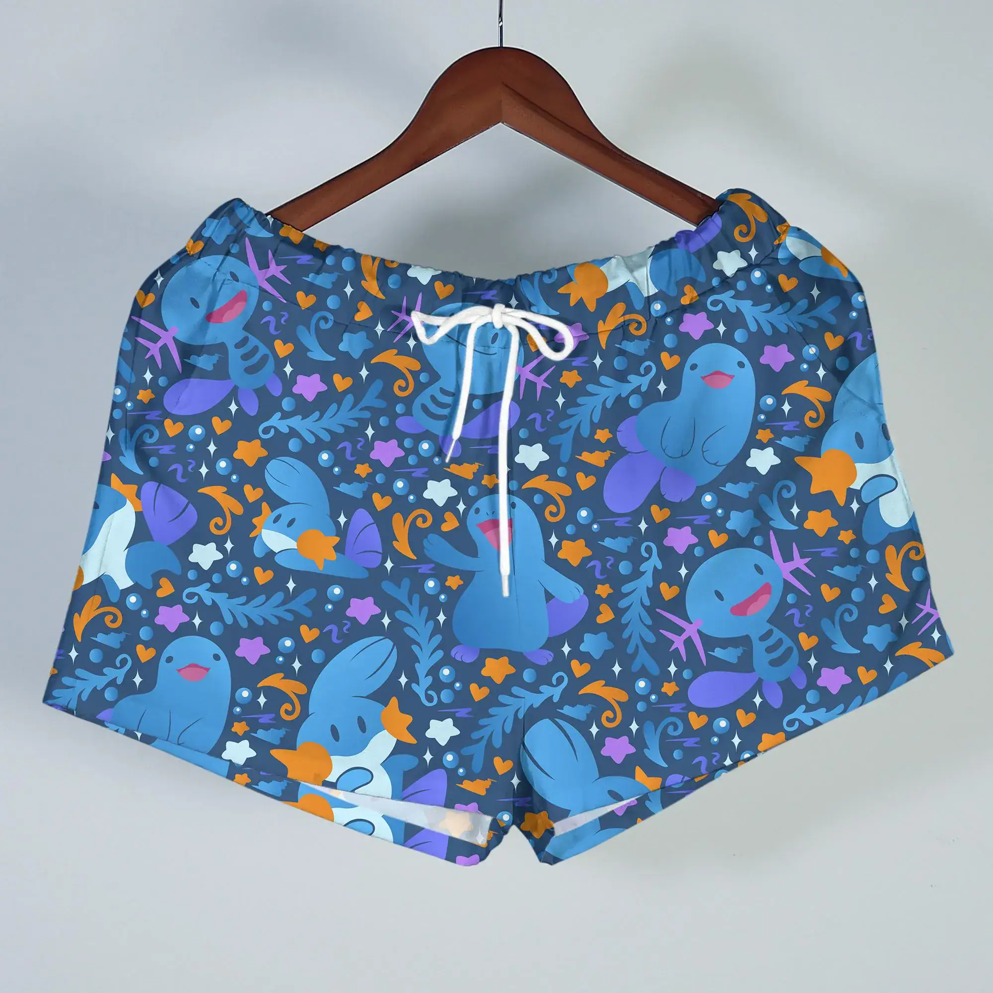 Wooper Quagsire Hawaiian Shirt Tropical Button Up Shirt Cute Water Pattern Summer Beach Shorts Matching Set Unisex Outfit Wooper Shirt Gifts - Image 5