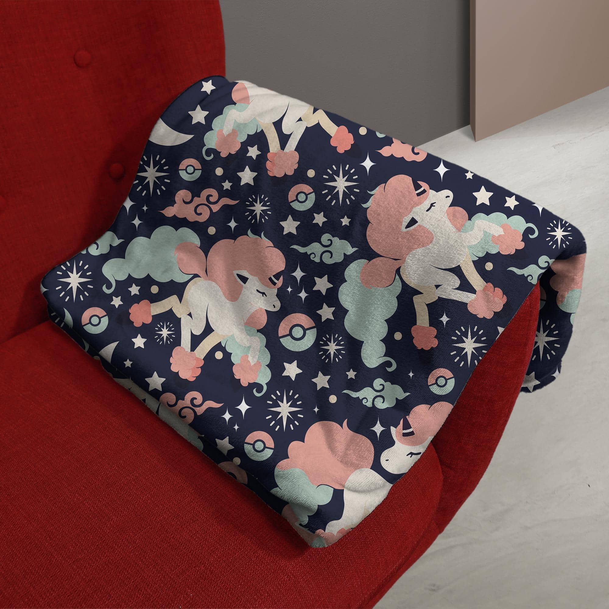 Galarian Ponyta Fleece Blanket Magical Unicorn Pattern Cozy Throw Blanket Cute Family Baby Blanket Christmas Home Decor Ponyta Blanket Gifts - Image 5