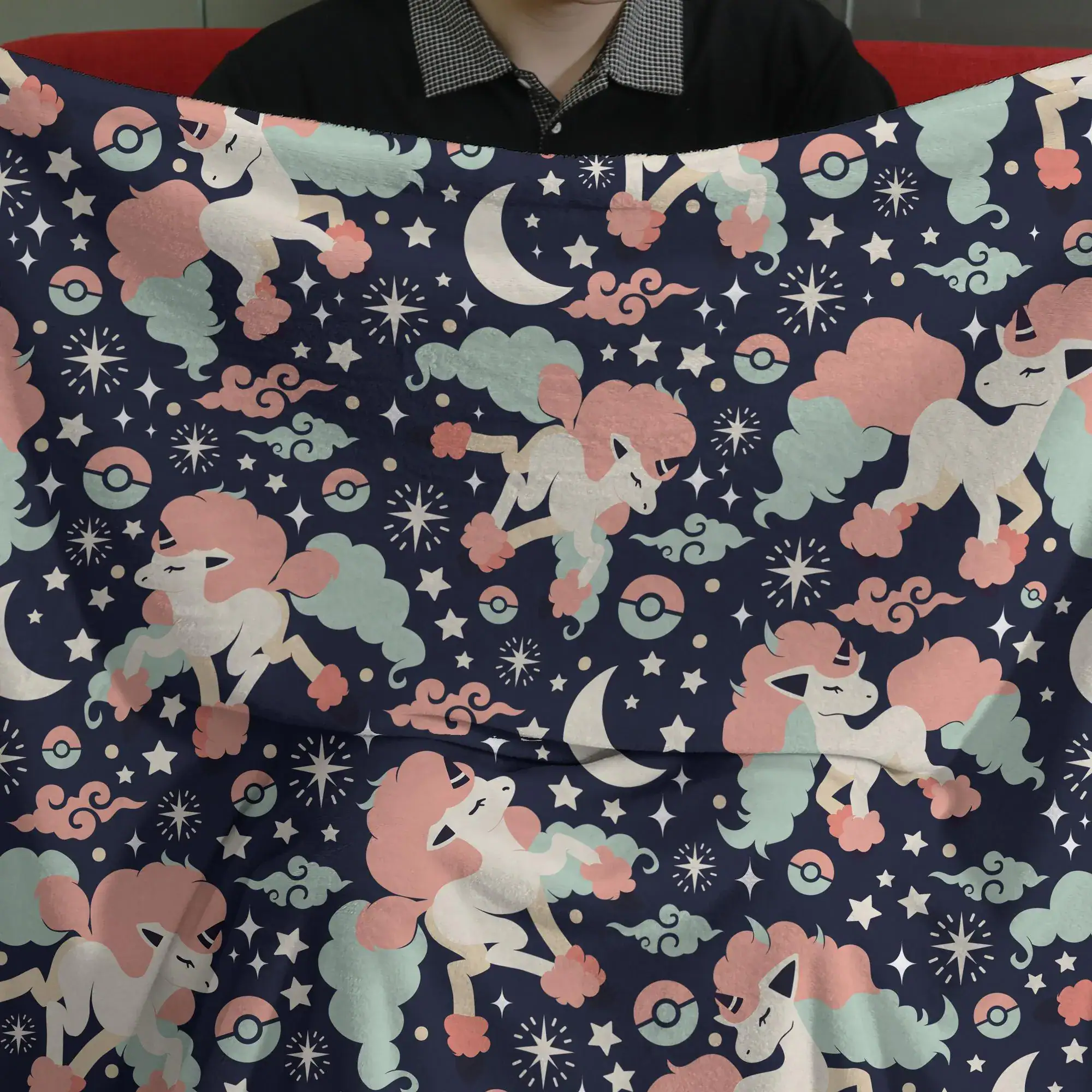 Galarian Ponyta Fleece Blanket Magical Unicorn Pattern Cozy Throw Blanket Cute Family Baby Blanket Christmas Home Decor Ponyta Blanket Gifts - Image 3