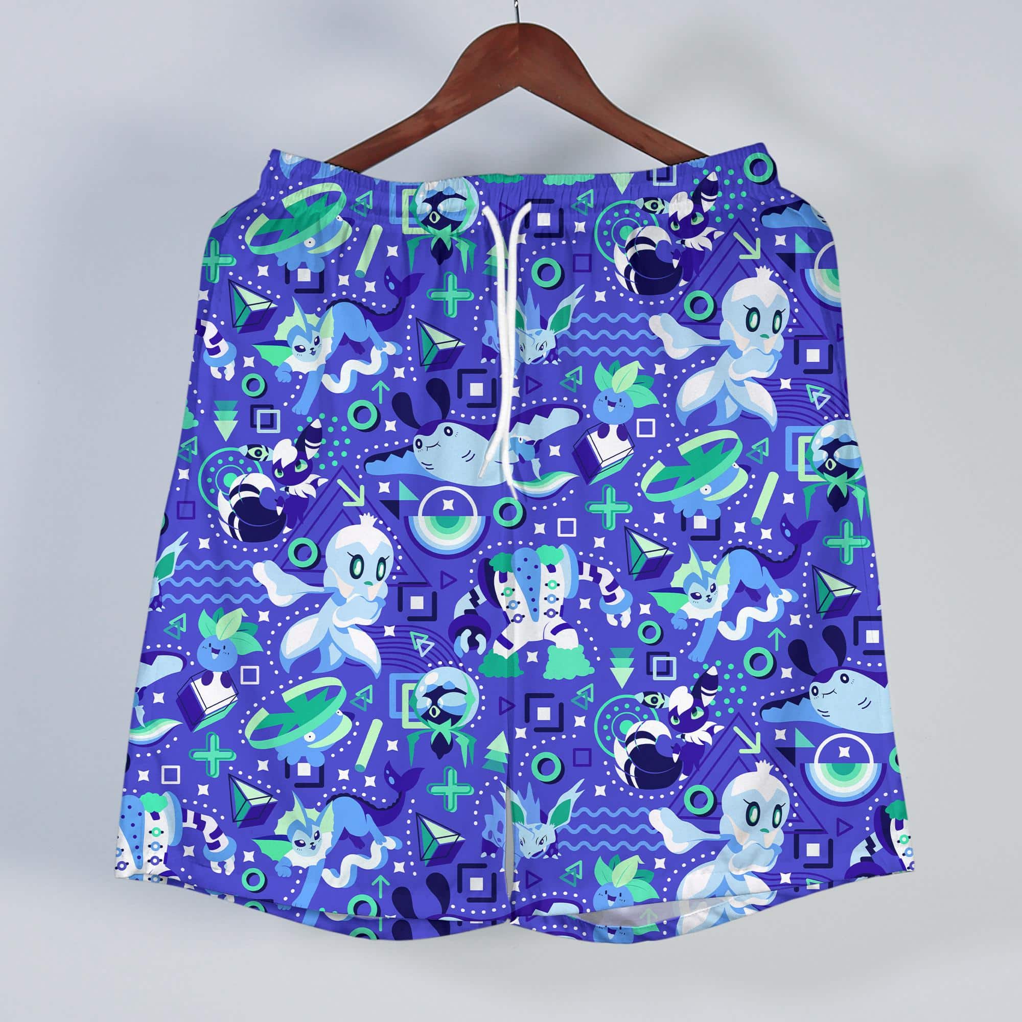 Vaporeon Oddish Hawaiian Shirt Tropical Button Up Shirt Cute Summer Beach Shorts Matching Set Ocean Unisex Outfit Vaporeon Shirt Gifts - Image 4