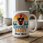 Personalized Rooster Coffee Cup, Funny Chicken Lover for Dad Birthday Gift from Kids, Father's Day Gift Mug Farmhouse Dad Mug