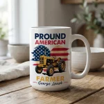Personalized Farmer Gifts, Father’s Day Gift Mug, Patriotic American Farmer Coffee Mug, Farmer Dad from Farmer Wife Gift for 4th of July