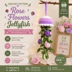 Rose Jellyfish Crochet Pattern PDF, Floral Amigurumi Pattern, Car Hanging Charm, Rear View Mirror Accessory Digital Download