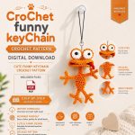 Funny Crochet Keychain Pattern PDF, Frog Keychain Crochet Pattern, Amigurumi Keychain PDF, Cute Crochet Keyring, Digital Download