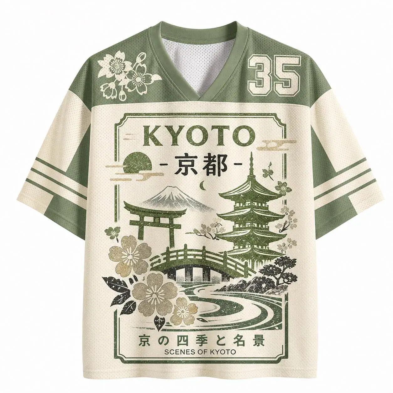 Kyoto Japan Jersey Shirt, Vintage Kyoto Travel Tee, Japanese Temple Oversized Sports Jersey, Sakura Streetwear Graphic Top