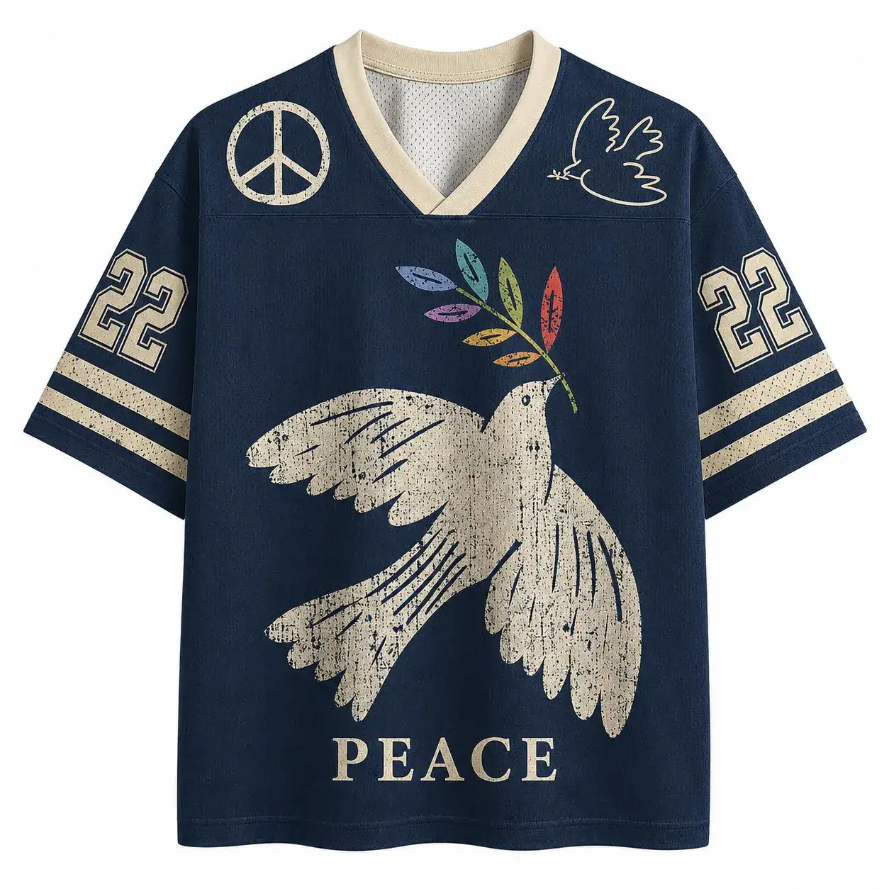 Vintage Peace Dove Jersey Shirt, Retro Boho Graphic Tee, Minimalist Dove Football Jersey, Y2K Streetwear Peace Shirt, Oversized Unisex Gift