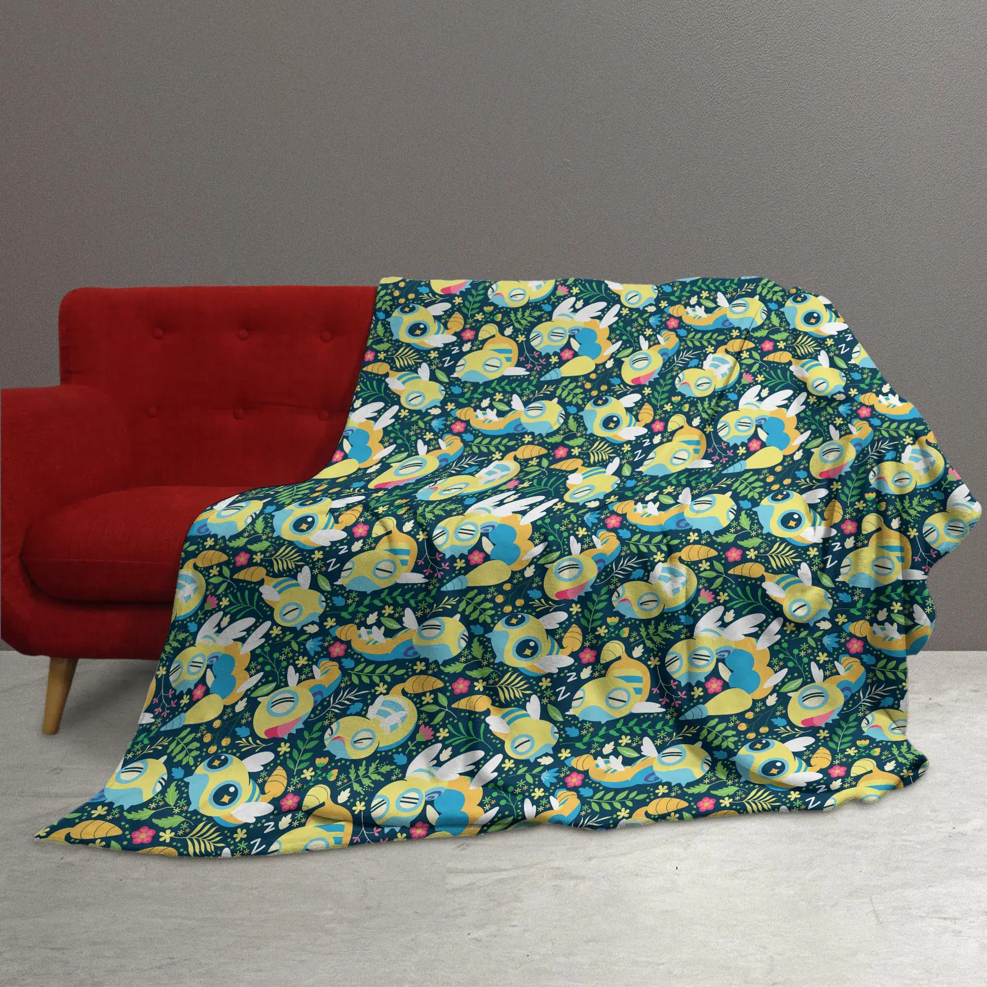 Dunsparce Fleece Blanket Cute Forest Pattern Cozy Throw Blanket Family Baby Blanket Woodland Christmas Home Decor Dunsparce Blanket Gifts - Image 2