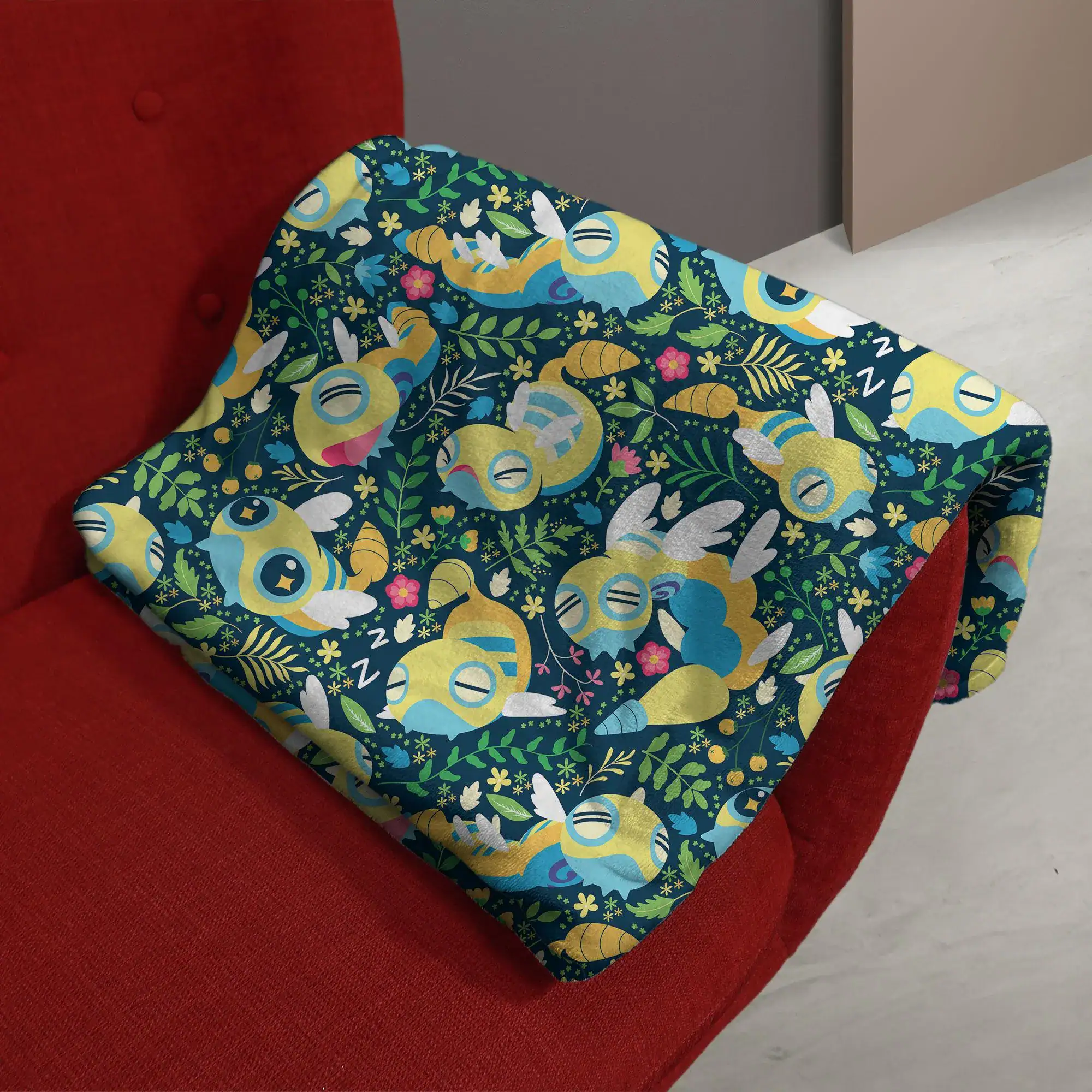 Dunsparce Fleece Blanket Cute Forest Pattern Cozy Throw Blanket Family Baby Blanket Woodland Christmas Home Decor Dunsparce Blanket Gifts - Image 5