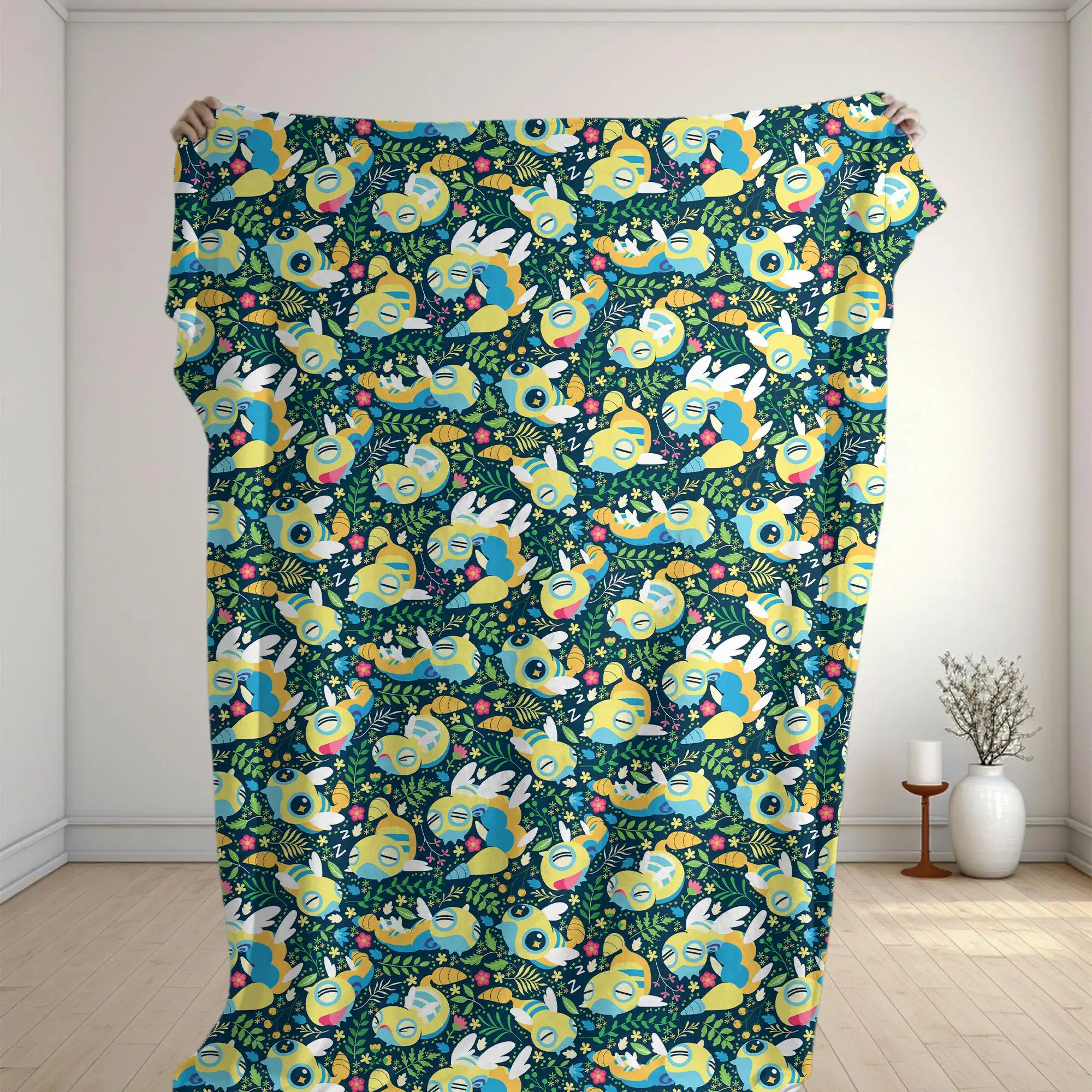 Dunsparce Fleece Blanket Cute Forest Pattern Cozy Throw Blanket Family Baby Blanket Woodland Christmas Home Decor Dunsparce Blanket Gifts