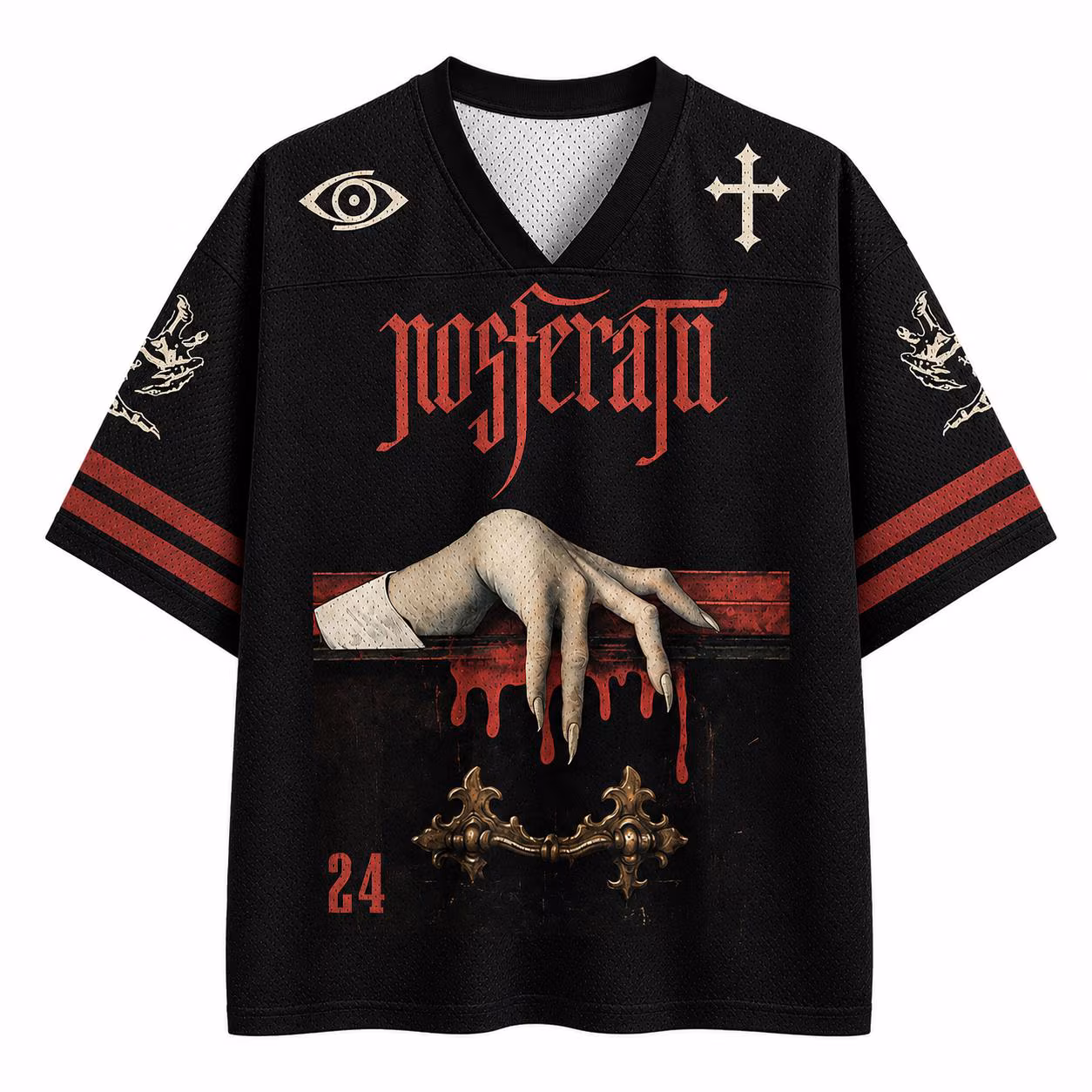 Nosferatu Gothic Horror Jersey Shirt, Dark Vampire Aesthetic Oversized Tee, Gothic Streetwear Graphic Jersey, Horror Movie Inspired Apparel