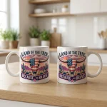 Patriotic Mug, Western Coffee Mug, American Flag Mug, Cowboy Coffee Cup, Veteran Gift, 4th of July Mug - Image 3