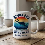 Personalized Dad Mug for Scuba Divers, Diving Dad Mug Gifts for Divers, Scuba Instructor Diving Gift, Fathers Day Mug Gift from Daughter - Image 2