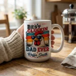 Father's Day Gift Mug Farmhouse Dad Mug, Personalized Rooster Coffee Cup, Funny Chicken Lover for Dad Birthday Gift from Kids