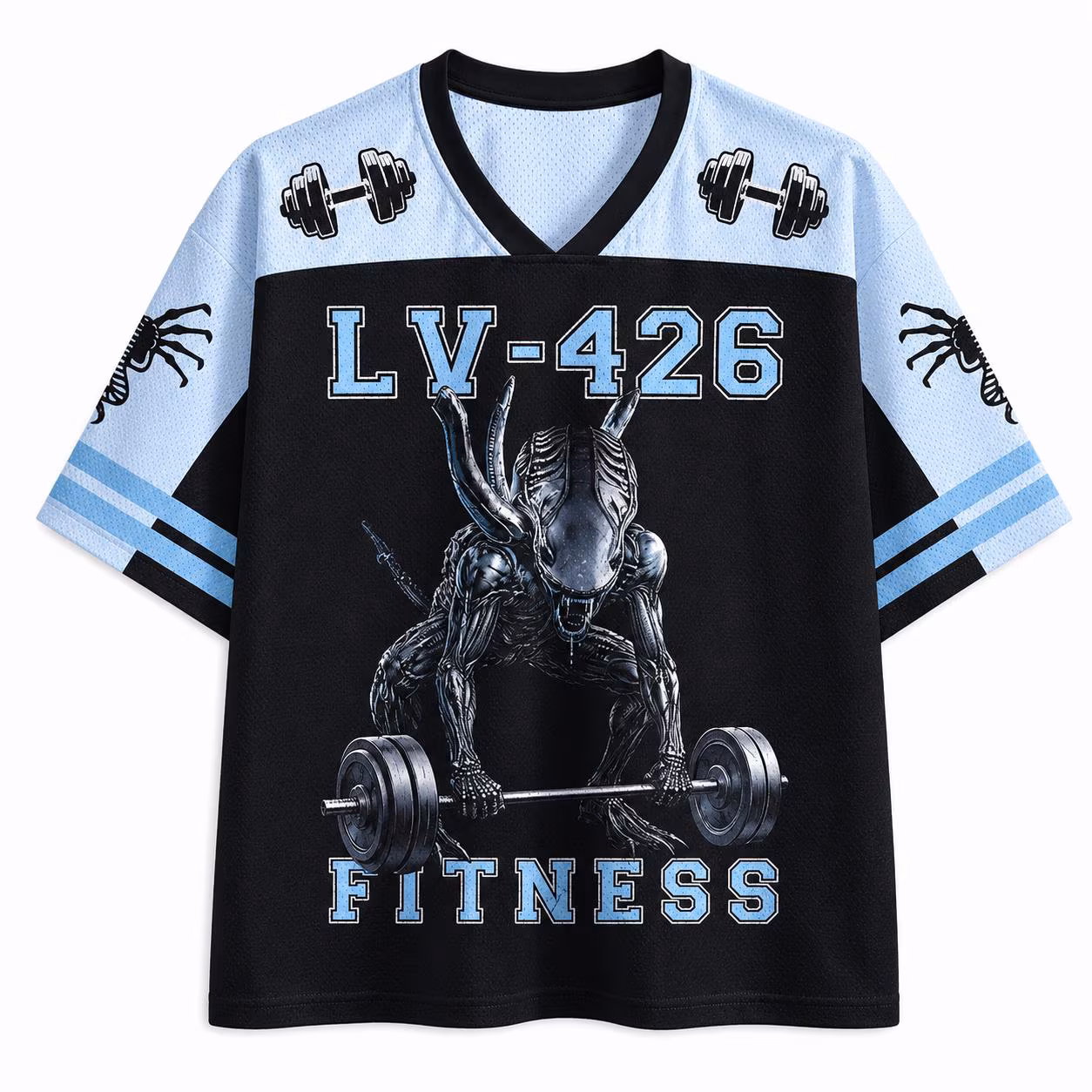LV-426 Alien Fitness Jersey Shirt, Sci-Fi Gym Football Tee, Retro Space Monster Workout Shirt, Futuristic Horror Streetwear Unisex Gift