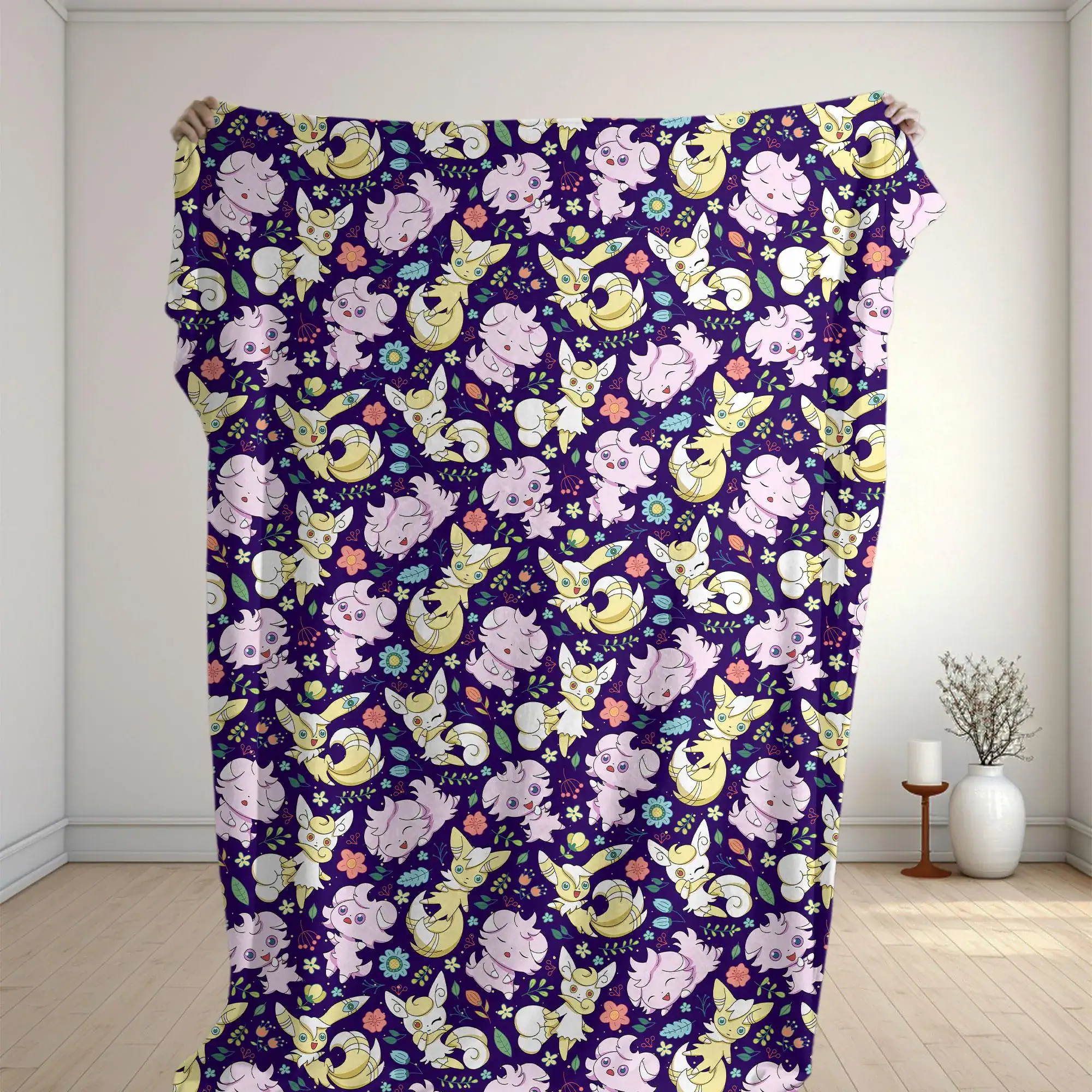 Espurr Meowstic Fleece Blanket Cute Cat Cozy Throw Blanket Funny Family Baby Blanket Christmas Home Decor Espurr Blanket Gifts