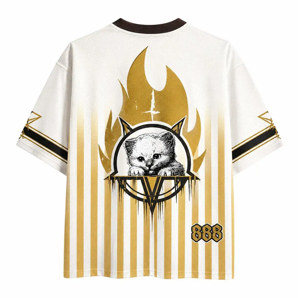 Demon Cat Oversized Jersey – Gothic Kitten Streetwear Shirt, Dark Aesthetic Graphic Sports Tee - Image 2