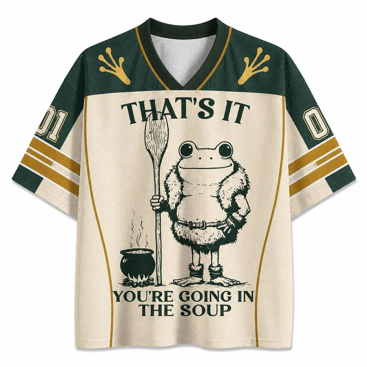 That’s It You’re Going In The Soup Frog Jersey – Funny Meme Oversized Sports Shirt, Cottagecore Frog Graphic Tee, Vintage Fantasy Streetwear